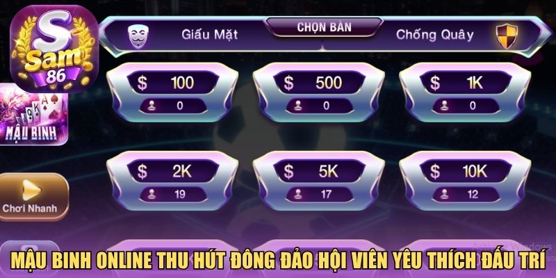 Mậu Binh online thu hút đông đảo hội viên yêu thích đấu trí
