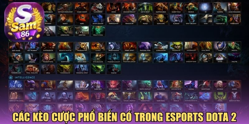 Các kèo cược phổ biến có trong Esports Dota 2