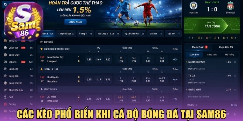 Các kèo phổ biến khi cá độ bóng đá tại Sam86