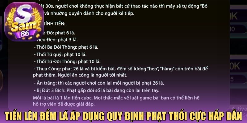 Tiến lên đếm lá áp dụng quy định phạt thối cực hấp dẫn